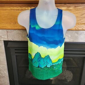 Marc by Marc Jacobs Mountain Scene Graphic Tank Top - Blue Green NWT